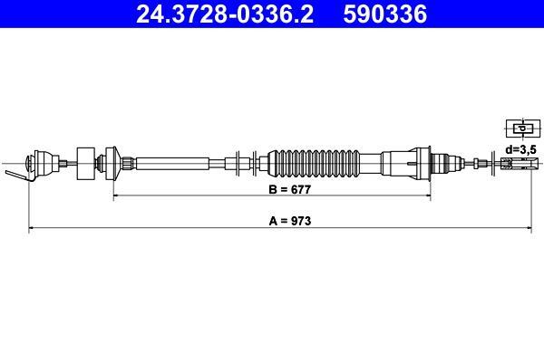 Câble d'embrayage ATE ref. 24.3728-0336.2