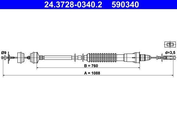 Câble d'embrayage ATE ref. 24.3728-0340.2