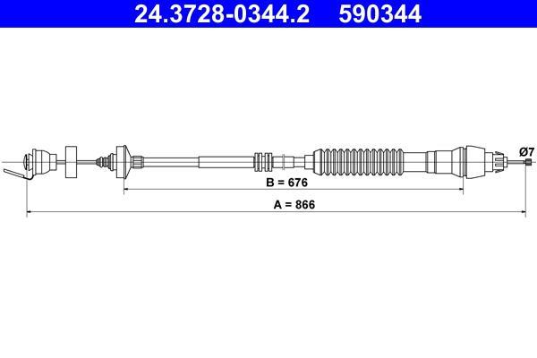 Câble d'embrayage ATE ref. 24.3728-0344.2