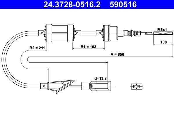 Câble d'embrayage ATE ref. 24.3728-0516.2