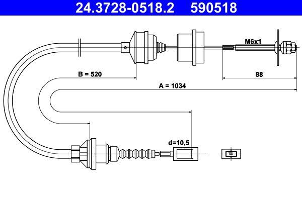 Câble d'embrayage ATE ref. 24.3728-0518.2