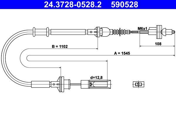 Câble d'embrayage ATE ref. 24.3728-0528.2