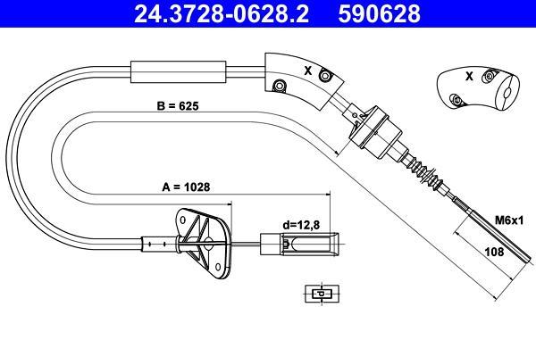 Cabo de embraiagem ATE ref. 24.3728-0628.2