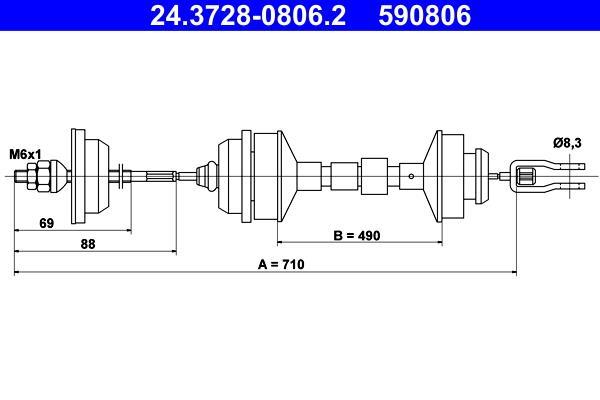 Câble d'embrayage ATE ref. 24.3728-0806.2