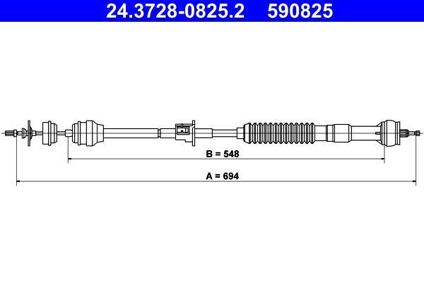 Câble d'embrayage ATE ref. 24.3728-0825.2