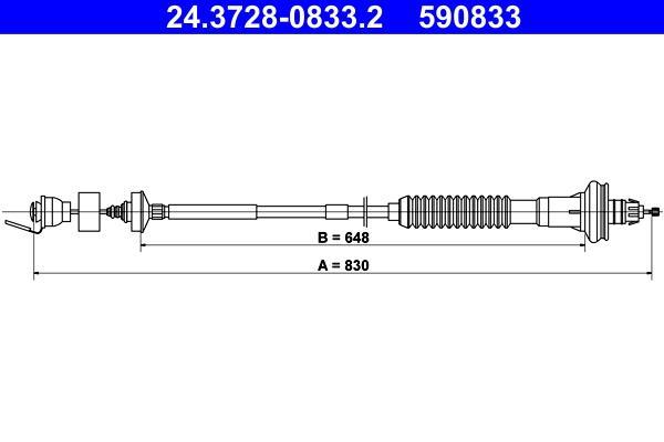 Câble d'embrayage ATE ref. 24.3728-0833.2