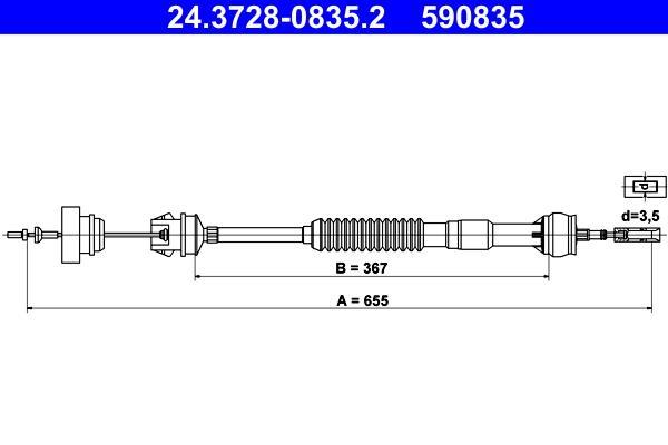 Câble d'embrayage ATE ref. 24.3728-0835.2