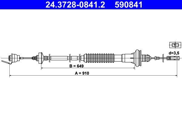 Câble d'embrayage ATE 24.3728-0841.2