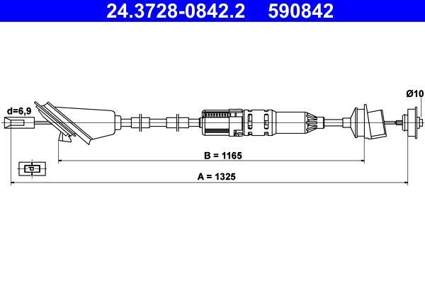 Câble d'embrayage ATE ref. 24.3728-0842.2