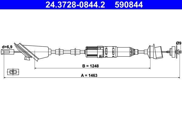 Câble d'embrayage ATE ref. 24.3728-0844.2