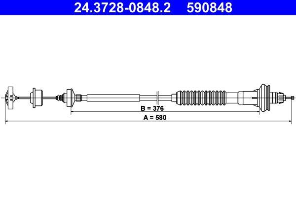 Câble d'embrayage ATE ref. 24.3728-0848.2