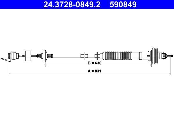 Câble d'embrayage ATE ref. 24.3728-0849.2