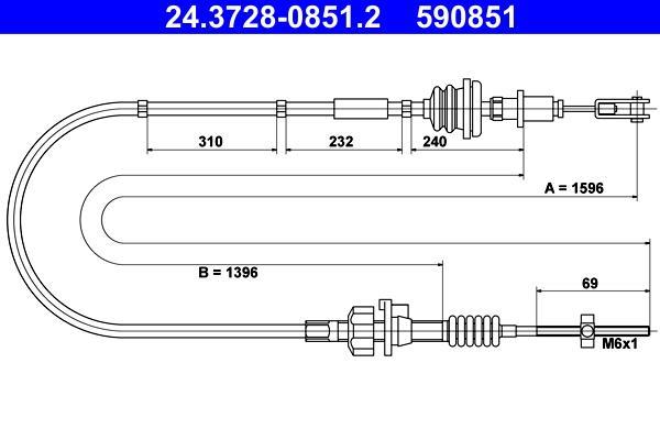Câble d'embrayage ATE ref. 24.3728-0851.2