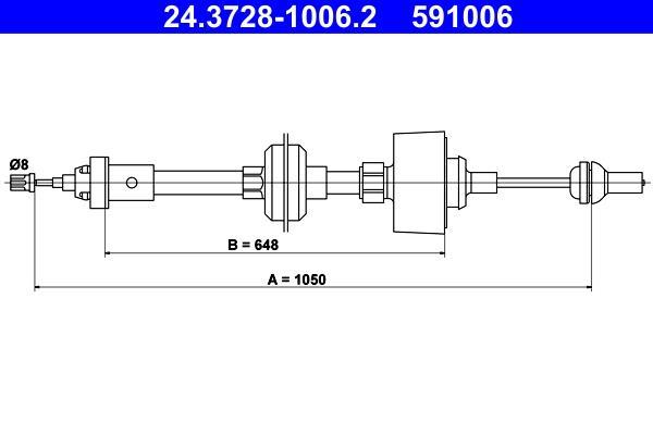 Câble d'embrayage ATE ref. 24.3728-1006.2