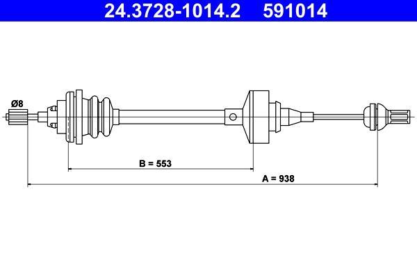 Cabo de embraiagem ATE ref. 24.3728-1014.2