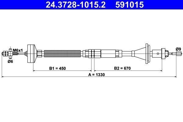 Câble d'embrayage ATE ref. 24.3728-1015.2