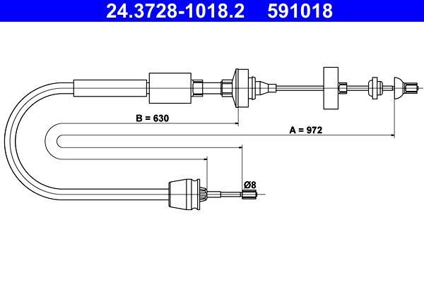 Câble d'embrayage ATE ref. 24.3728-1018.2