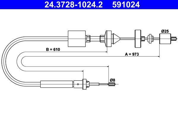 Câble d'embrayage ATE ref. 24.3728-1024.2