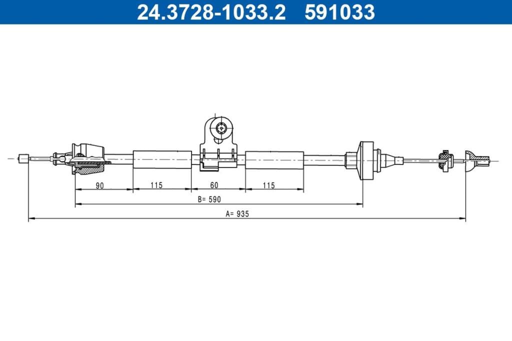 Câble d'embrayage ATE ref. 24.3728-1033.2