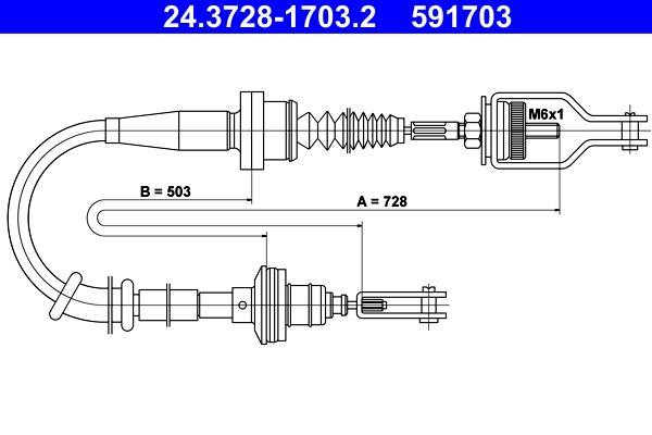 Câble d'embrayage ATE ref. 24.3728-1703.2