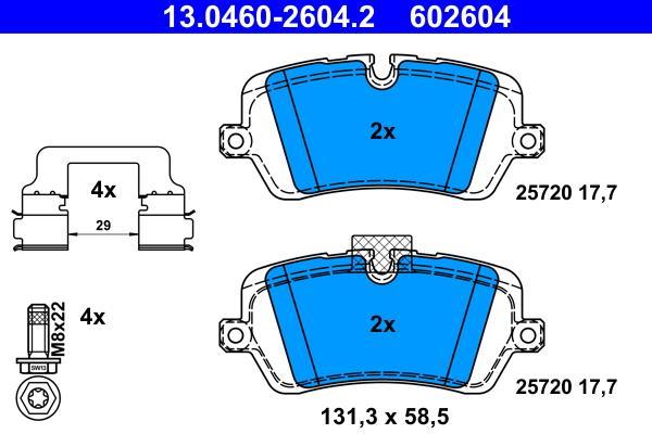 Jeu de 4 plaquettes de frein ATE ref. 13.0460-2604.2