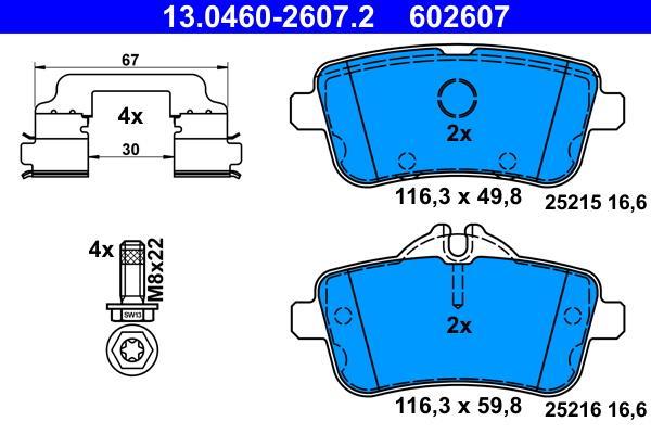 Jeu de 4 plaquettes de frein ATE ref. 13.0460-2607.2