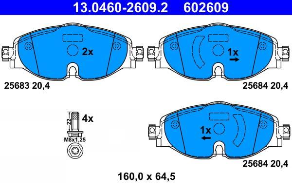 Jeu de 4 plaquettes de frein ATE ref. 13.0460-2609.2