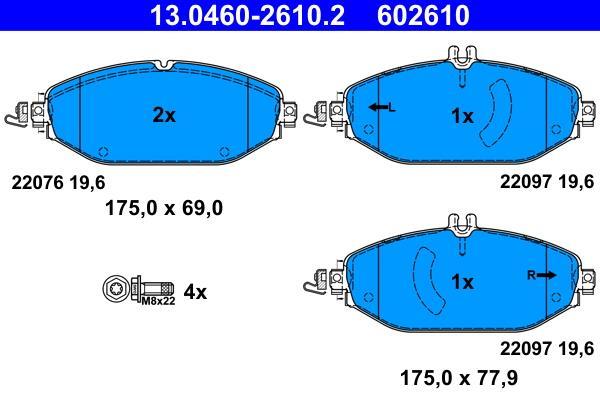 Jeu de 4 plaquettes de frein ATE ref. 13.0460-2610.2