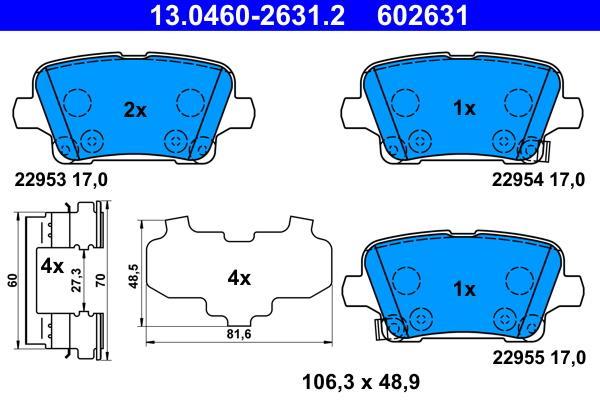 Jeu de 4 plaquettes de frein ATE ref. 13.0460-2631.2