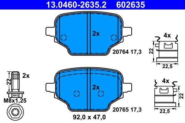 Jeu de 4 plaquettes de frein ATE ref. 13.0460-2635.2