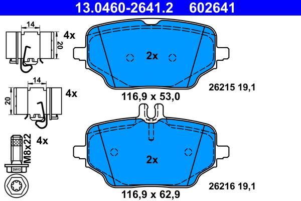 Jeu de 4 plaquettes de frein ATE ref. 13.0460-2641.2