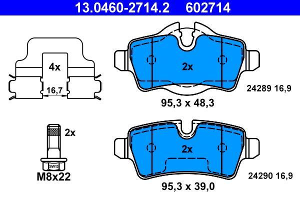 Jeu de 4 plaquettes de frein ATE ref. 13.0460-2714.2