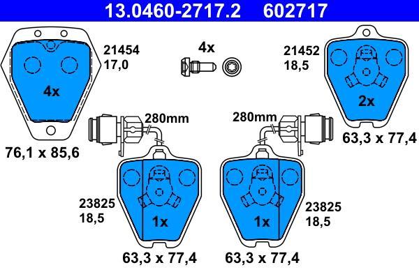 Jeu de 4 plaquettes de frein ATE ref. 13.0460-2717.2