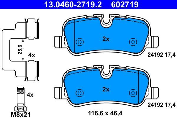 Jeu de 4 plaquettes de frein ATE ref. 13.0460-2719.2