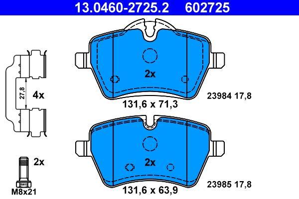 Jeu de 4 plaquettes de frein ATE ref. 13.0460-2725.2