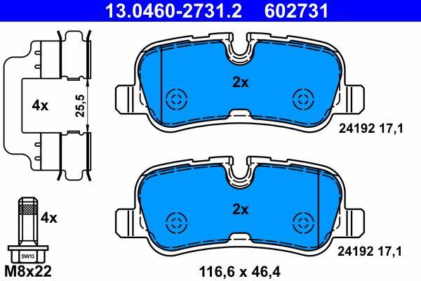 Jeu de 4 plaquettes de frein ATE ref. 13.0460-2731.2