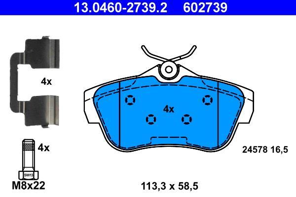 Jeu de 4 plaquettes de frein ATE ref. 13.0460-2739.2