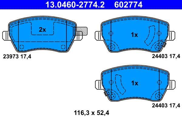 Jeu de 4 plaquettes de frein ATE ref. 13.0460-2774.2