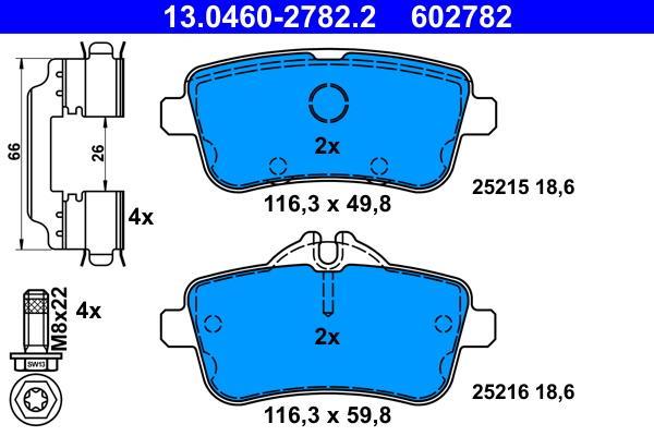 Jeu de 4 plaquettes de frein ATE ref. 13.0460-2782.2