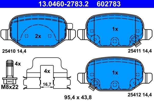 Jeu de 4 plaquettes de frein ATE ref. 13.0460-2783.2