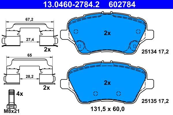 Jeu de 4 plaquettes de frein ATE ref. 13.0460-2784.2