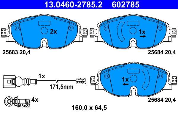 Jeu de 4 plaquettes de frein ATE ref. 13.0460-2785.2