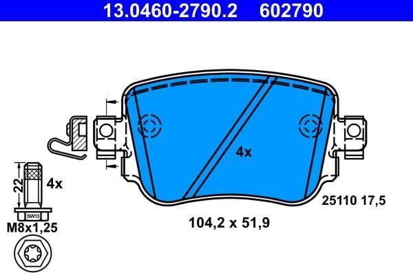 Jeu de 4 plaquettes de frein ATE ref. 13.0460-2790.2