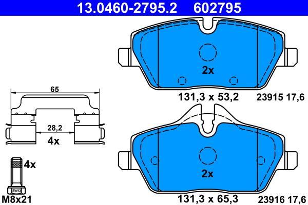 Jeu de 4 plaquettes de frein ATE ref. 13.0460-2795.2