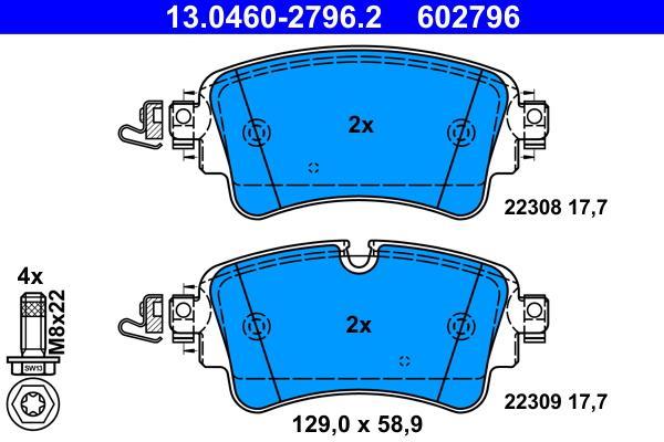 Jeu de 4 plaquettes de frein ATE ref. 13.0460-2796.2