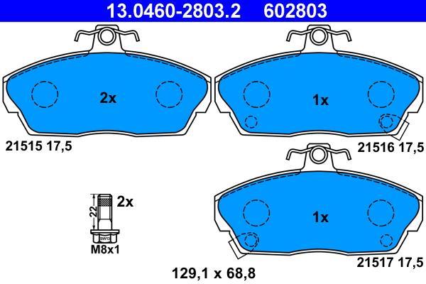 Jeu de 4 plaquettes de frein ATE ref. 13.0460-2803.2