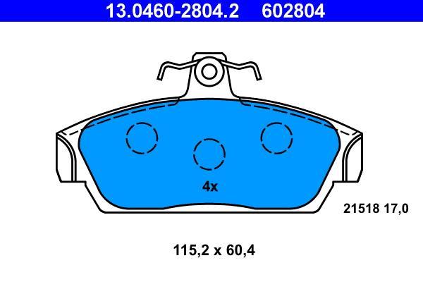 Jeu de 4 plaquettes de frein ATE ref. 13.0460-2804.2