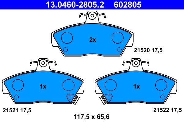Jeu de 4 plaquettes de frein ATE ref. 13.0460-2805.2