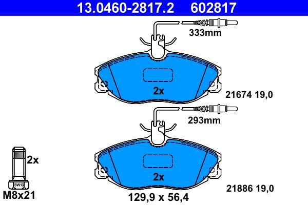 Jeu de 4 plaquettes de frein ATE ref. 13.0460-2817.2