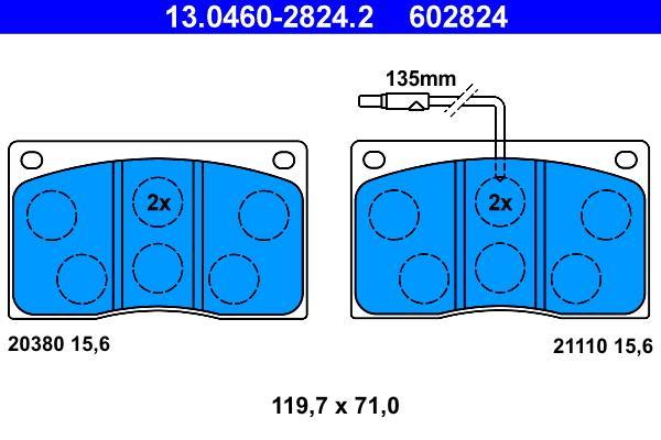 Jeu de 4 plaquettes de frein ATE ref. 13.0460-2824.2